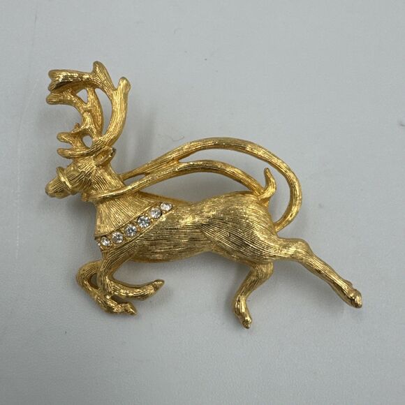 Unbranded Jewelry - Rudolph Retro Clear Rhinestone Reindeer Christmas Pin Brooch Vintage
